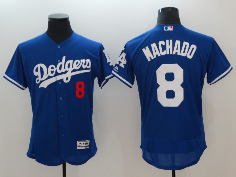 Men's Los Angeles Dodgers #8 Manny Machado Blue Flexbase Stitched MLB Jersey